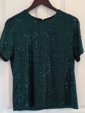 Women's Green Sequin Shirt